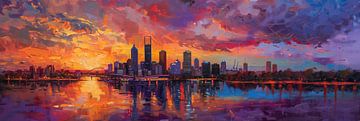 Skyline von Perth Ölgemälde Australien Ultra-Panorama von TheXclusive Art
