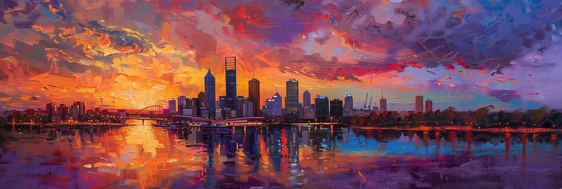 Perth skyline olieverf australië ultra panorama van TheXclusive Art