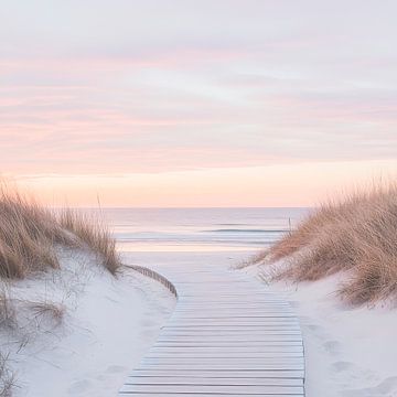 Strandpad zonsondergang van Poster Art Shop