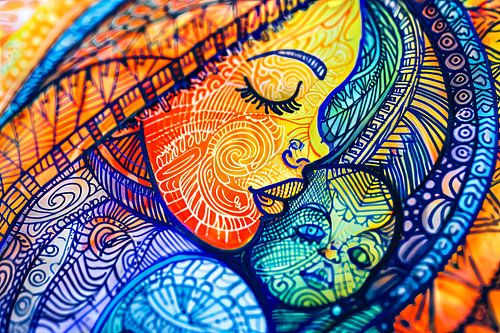 Digitaal abstract schilderachtig portret fictieve vrouw