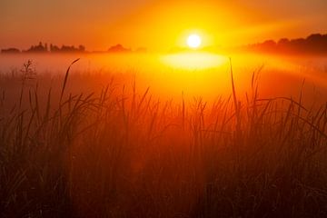 Een prachtige zonsopkomst en een adembenemend landschap. van Eelco de Jong