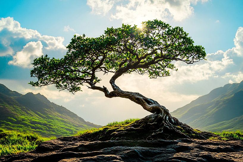 Bonsai auf felsigem Hügel von Imperial Art House