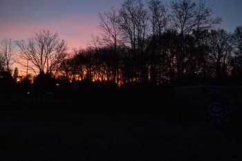 avond uitzicht vanaf station Mook-Molenhoek