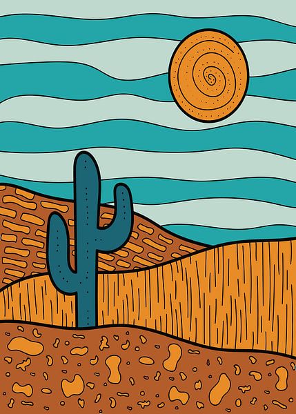 Soleil du désert et cactus par Art Kingdom
