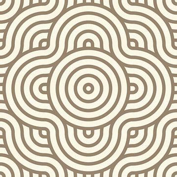 Zen kunst. Geometrisch patroon met cirkels en golven in beige en wit van Abstract Minimalist Art