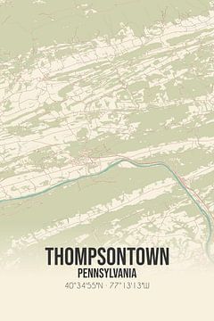 Carte ancienne de Thompsontown (Pennsylvanie), USA. sur Rezona