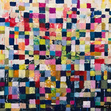 Abstract modern schilderij met veel kleuren van Anja Namink - Schilderijen