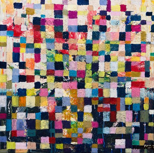 Abstract modern schilderij met veel kleuren van Anja Namink - Schilderijen