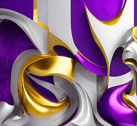 Abstract in goud,zilver en paars van Brian Morgan