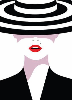 Zeitlose Eleganz - Dame mit gestreiftem Hut