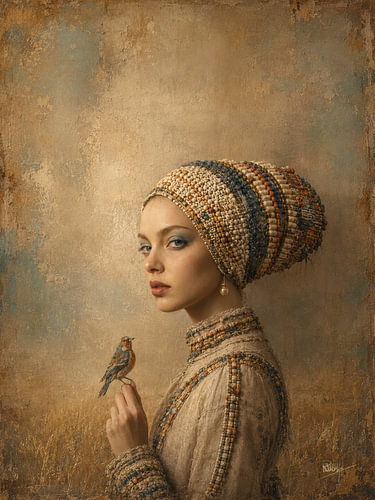 The Beaded Muse and the Little Bird van René van den Berg