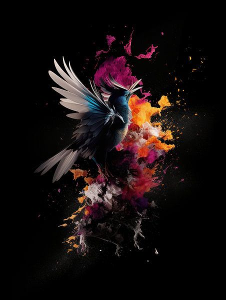 A Bird in a Colourful Explosion by Eva Lee