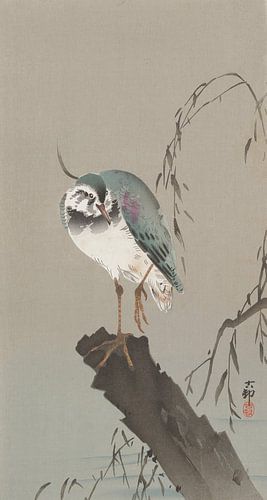 Lapwing on Tree Stump, Ohara Koson