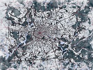 Karte von Berlin metropole im stil 'White winter'