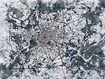 Kaart van Berlin metropole in de stijl 'White Winter' van Maporia
