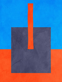 Minimalist geometric abstract art in warm tones: orange, turquoise and blue by Online Arts
