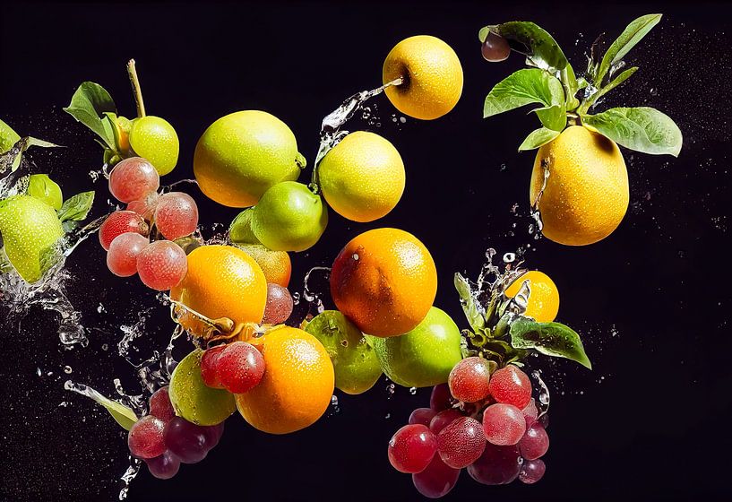 Vruchten in een plons water, Kunstillustratie van Animaflora PicsStock