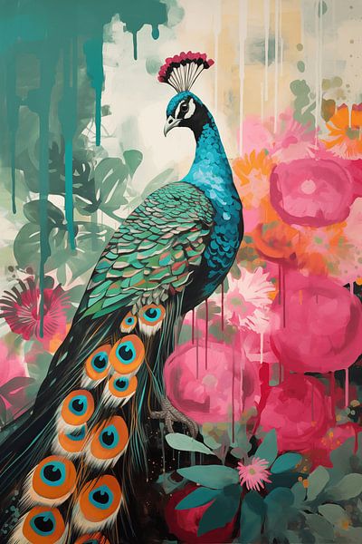 Colourful peacock by NJ Midnight Studio