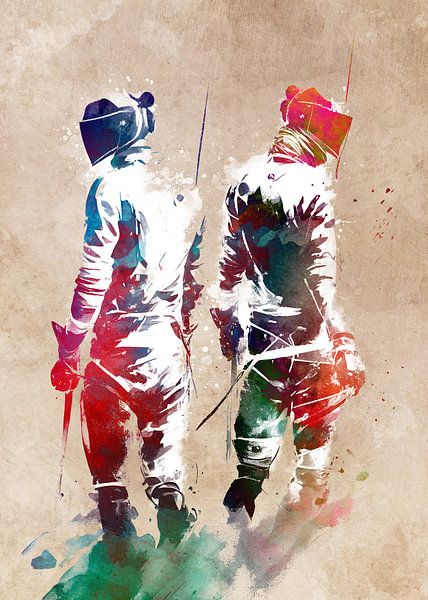 Fencers sport art by JBJart Justyna Jaszke