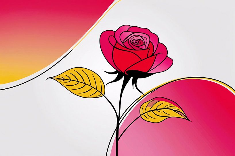 Illustration moderne d'une rose colorée par Imperial Art House