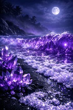 Purple Crystal Ocean Night Art