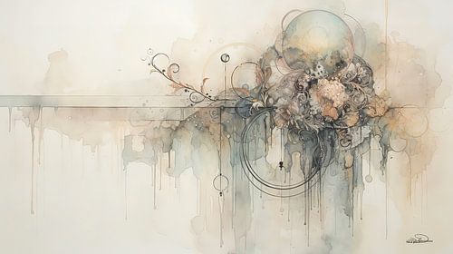 abstract oranje-blauw en roze in zachte kleuren