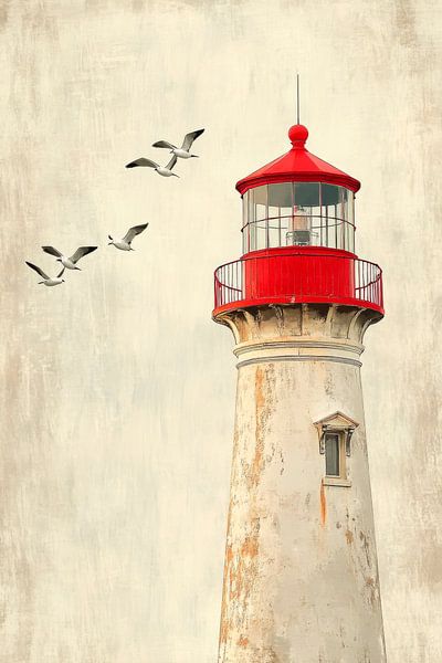 Lighthouse and seagulls by Poster Art Shop