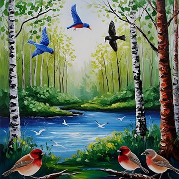 Natural Nature - Vogel Schilderij van ComfortQ