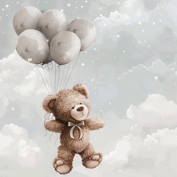 Fliegender Bär mit Ballons von Poster Art Shop