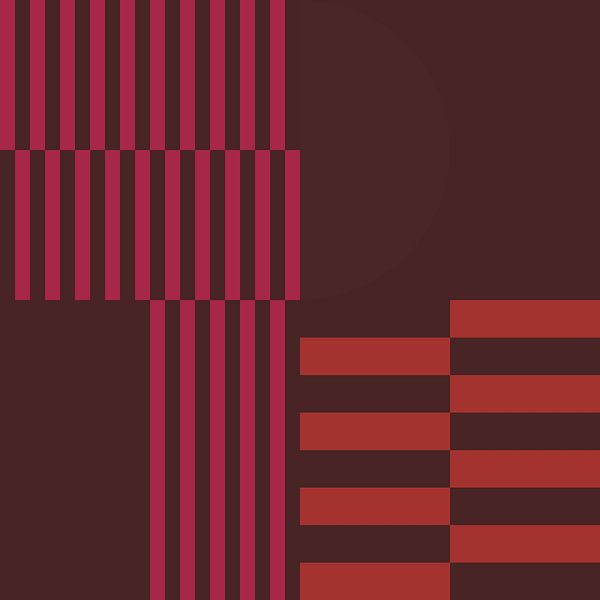Abstracte geometrische kunst in retrostijl in roze, oranje en bruin nr. 8 van Dina Dankers