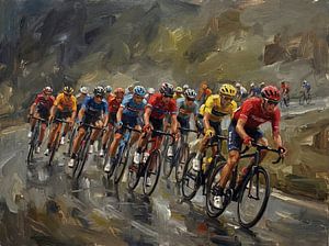 Impressionistic Road Race Cycling Painting