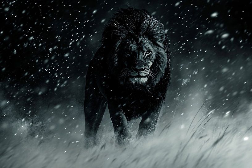 Majestic lion in blizzard by Imperial Art House