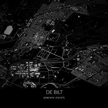 Carte en noir et blanc de De Bilt, Utrecht. sur Rezona