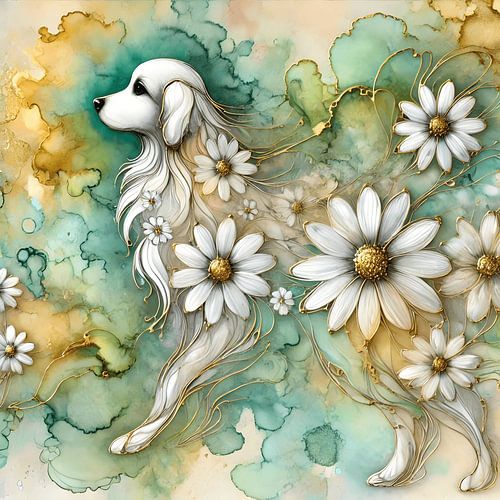 Loyal Elegance - Dog & Daisies in Art