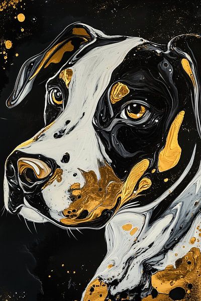 Abstrakter Hund in Schwarz und Gold von Imperial Art House