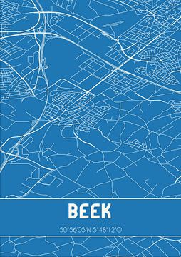 Blauwdruk | Landkaart | Beek (Limburg) van MijnStadsPoster