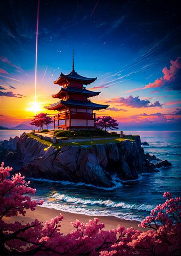 Japanische Shirne mit Sakura-Kirschblüte