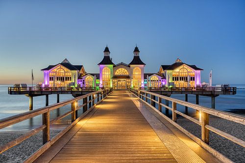 Pier in Sellin on Rügen in the evening by Michael Valjak
