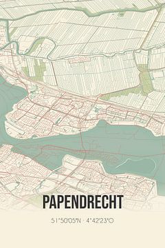 Vintage landkaart van Papendrecht (Zuid-Holland) van Rezona