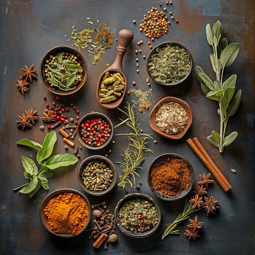 Verzameling van kruiden en specerijen