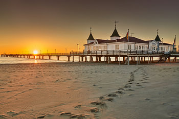 Ahlbeck pier at sunrise