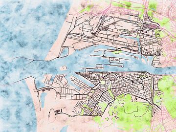 Kaart van IJmuiden in de stijl 'Soothing Spring' van Maporia