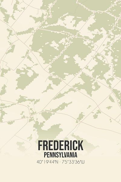 Carte ancienne de Frederick (Pennsylvanie), USA. par Affiches de lieux