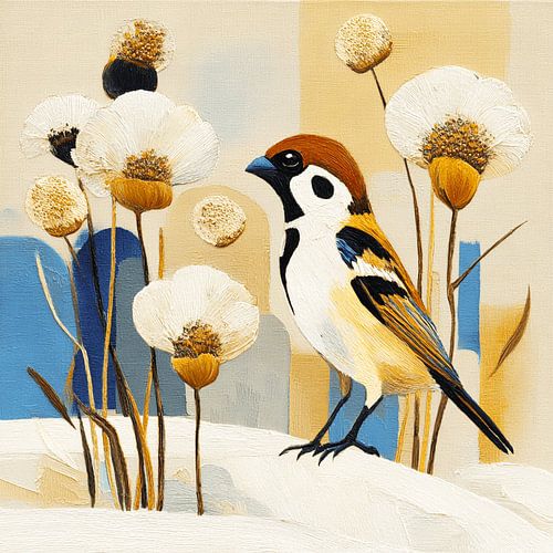 Cotton Seeds | Sparrow between Soft Seeds and Warm Colours