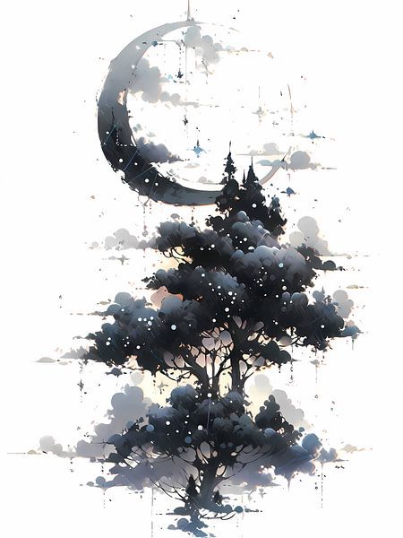 Moon and tree by haroulita
