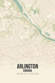 Alte Karte von Arlington (Virginia), USA.