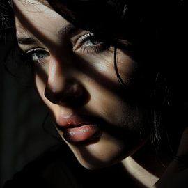 Woman in light and shadow by Poster Art Shop