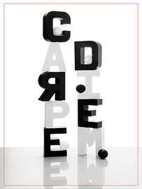 CARPE DIEM stacked – with white and black balls. by Gerhard de Wit