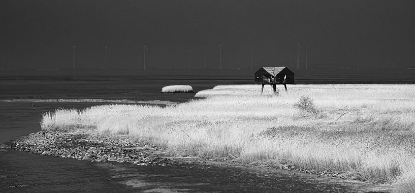 Kiekkaaste Nieuw Statenzijl in schwarz-weiß von R Smallenbroek