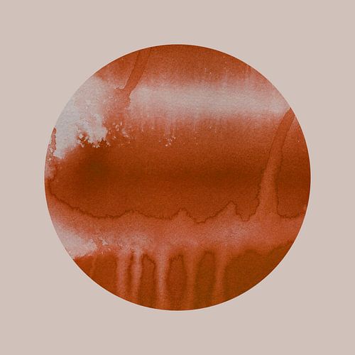 Ikigai. Minimalistische Zen-kunst. Aquarel zon in terracotta.